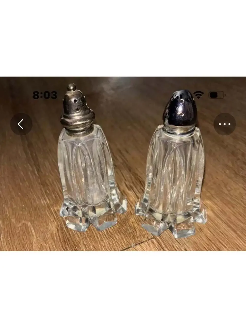 Vintage Clear Glass Art Deco Salt Pepper Shakers Panel Set